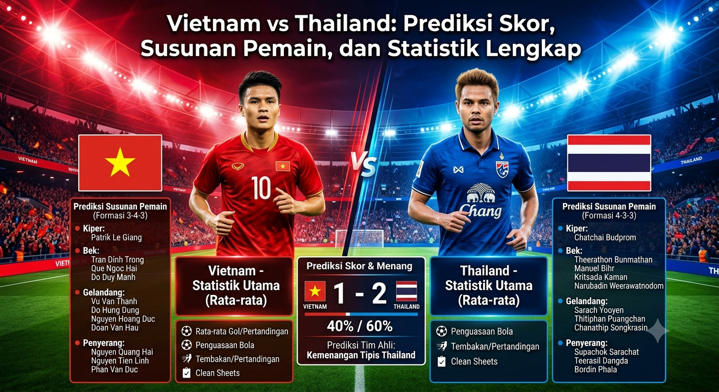 Vietnam vs Thailand: Prediksi Skor, Susunan Pemain, dan Statistik Lengkap