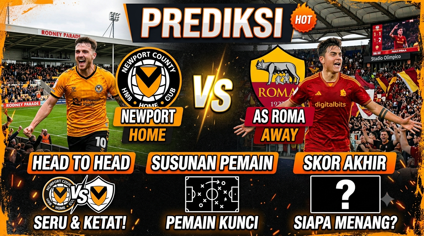 Prediksi Newport vs Roma: Head to Head, Susunan Pemain, dan Skor Akhir