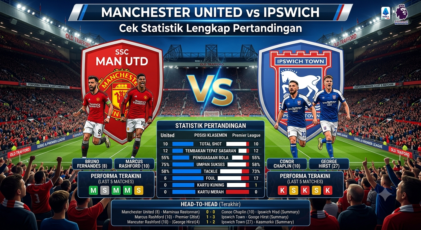 Manchester United vs Ipswich, Cek Statistik Lengkap Pertandingan