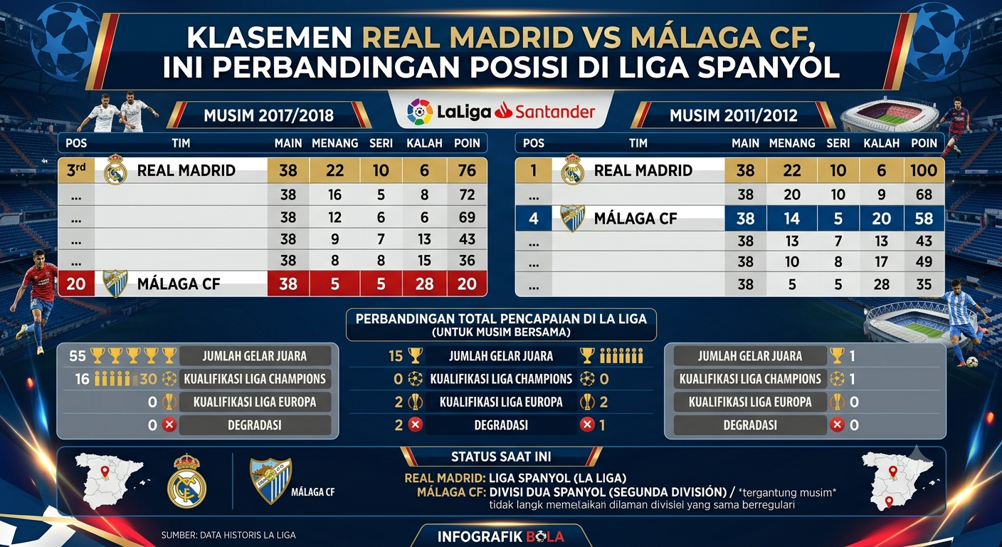 Klasemen Real Madrid vs Málaga CF, Ini Perbandingan Posisi di Liga Spanyol