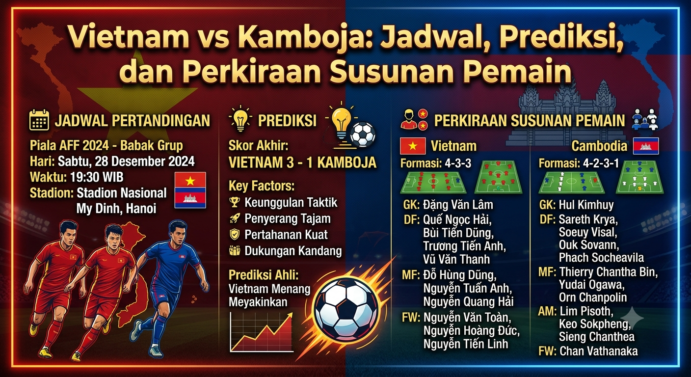 Vietnam vs Kamboja: Jadwal, Prediksi, dan Perkiraan Susunan Pemain