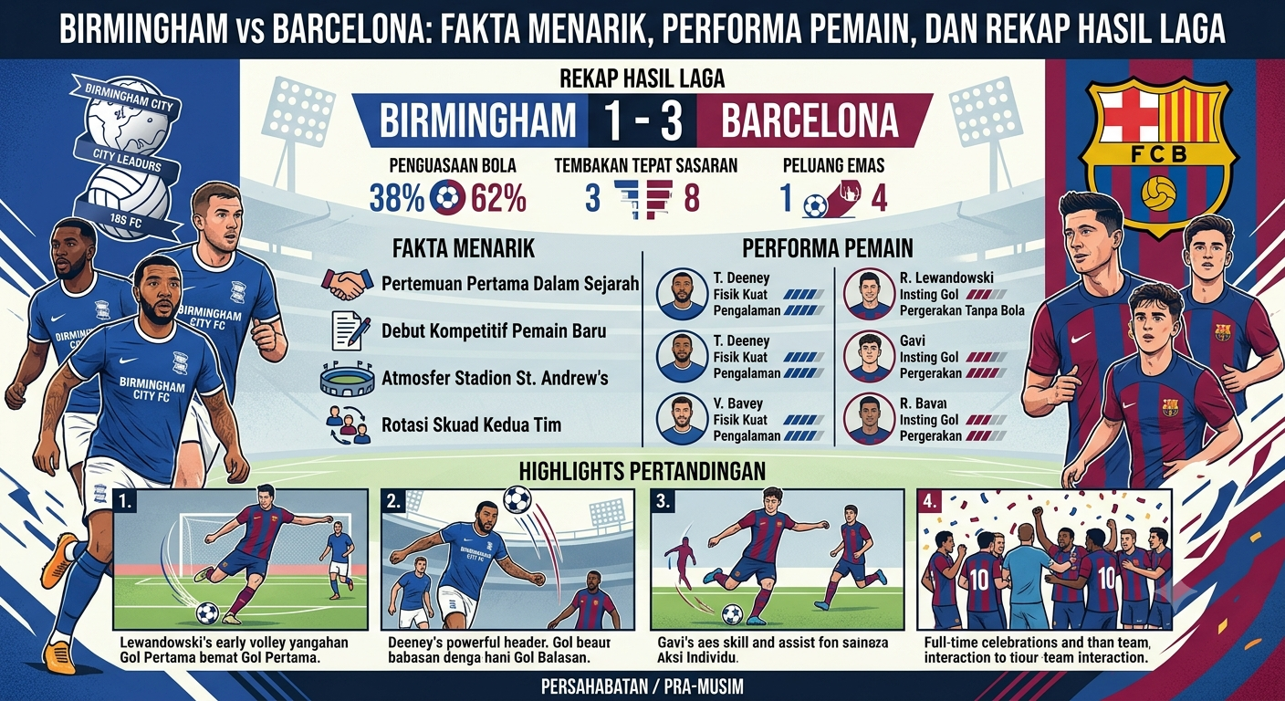 Birmingham vs Barcelona: Fakta Menarik, Performa Pemain, dan Rekap Hasil Laga