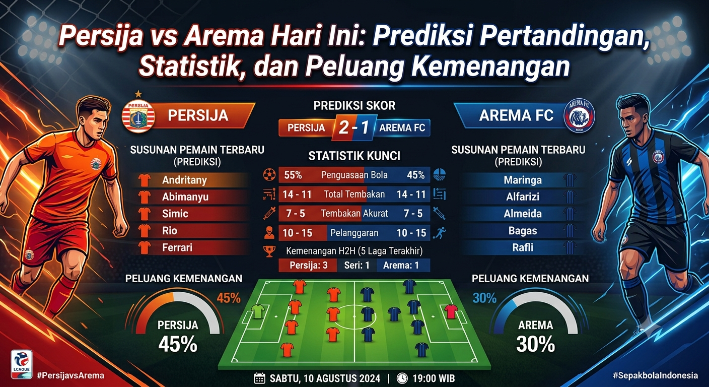 Persija vs Arema Hari Ini: Prediksi Pertandingan, Statistik, dan Peluang Kemenangan
