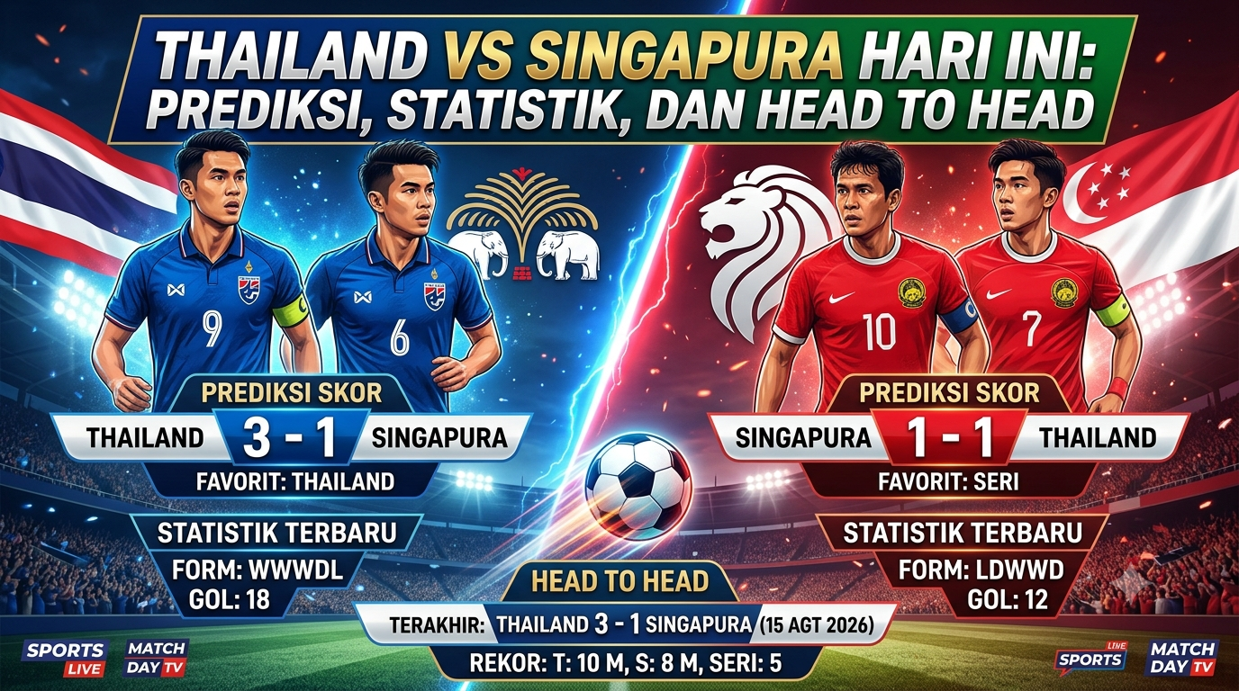 Thailand vs Singapura Hari Ini: Prediksi, Statistik, dan Head to Head