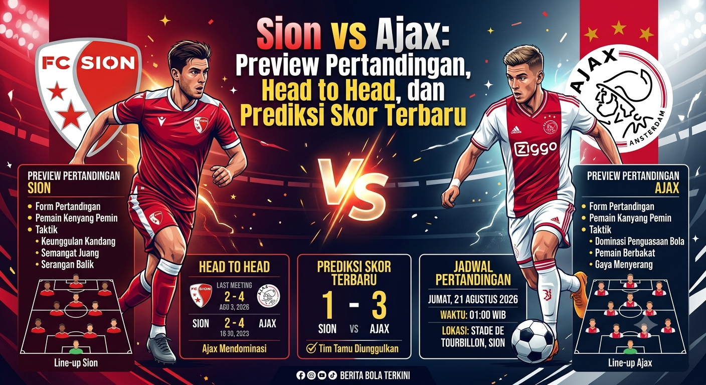 Sion vs Ajax: Preview Pertandingan, Head to Head, dan Prediksi Skor Terbaru