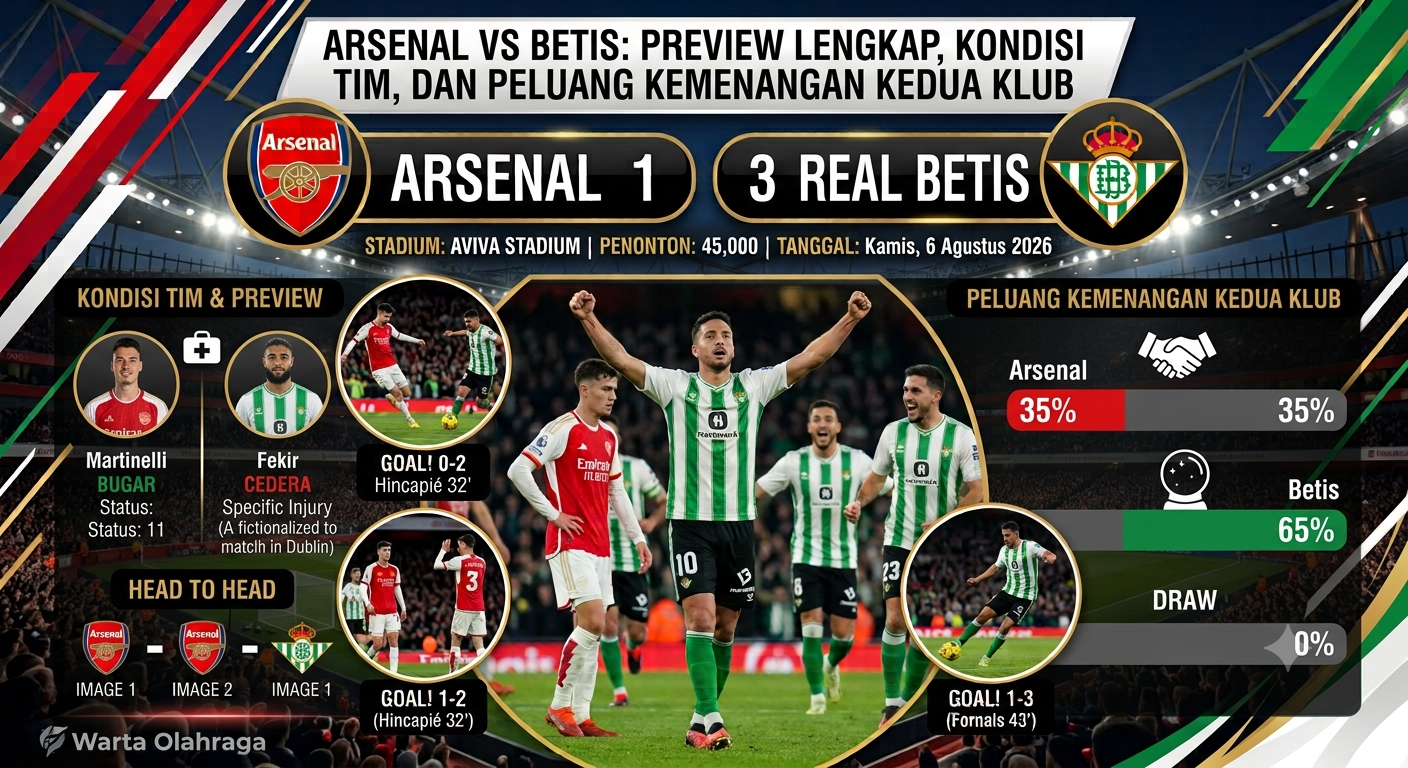 Arsenal vs Betis: Preview Lengkap, Kondisi Tim, dan Peluang Kemenangan Kedua Klub