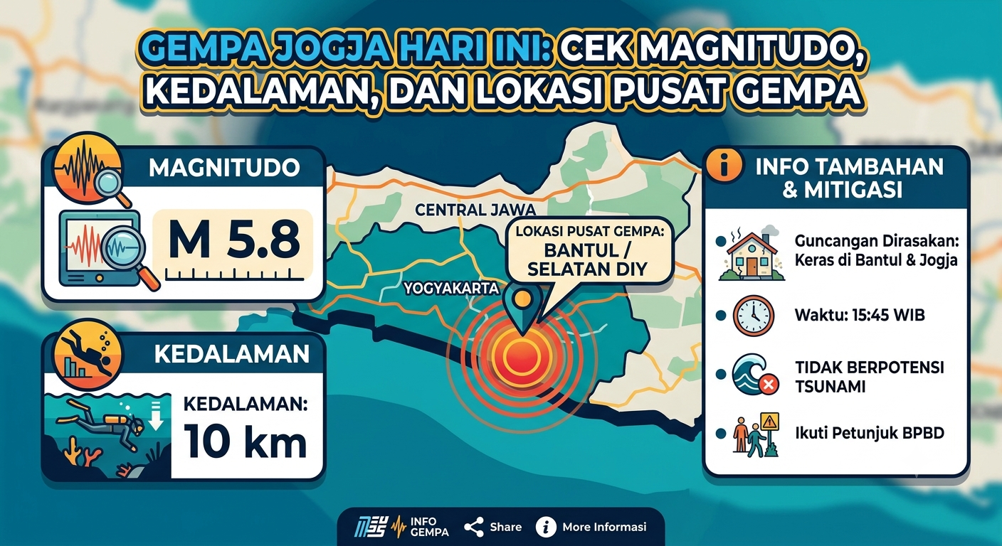 Gempa Jogja Hari Ini: Cek Magnitudo, Kedalaman, dan Lokasi Pusat Gempa
