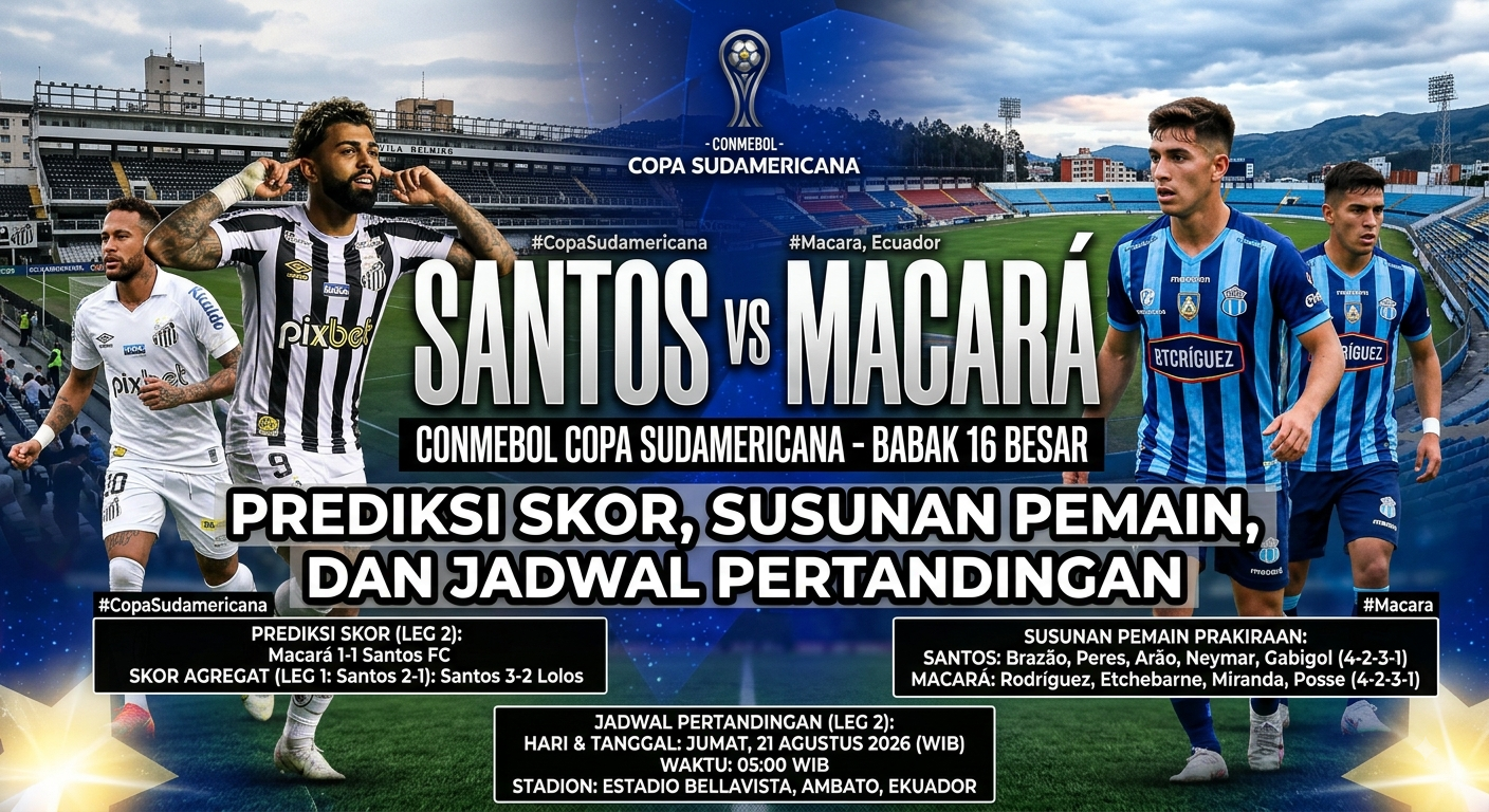 Santos vs Macara: Prediksi Skor, Susunan Pemain, dan Jadwal Pertandingan