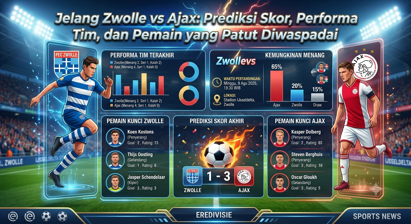Jelang Zwolle vs Ajax: Prediksi Skor, Performa Tim, dan Pemain yang Patut Diwaspadai