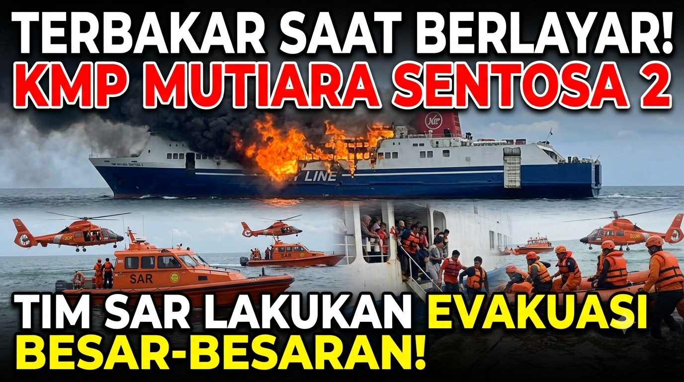 KMP Mutiara Sentosa 2 Terbakar Saat Berlayar, Tim SAR Lakukan Evakuasi Besar-besaran