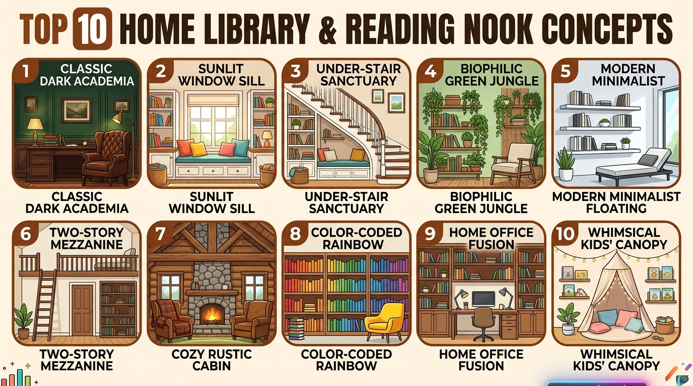 Top 10 Home Library and Reading Nook Design Concepts for Every Space