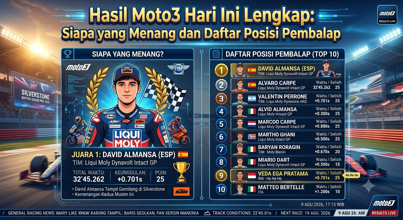 Hasil Moto3 Hari Ini Lengkap: Siapa yang Menang dan Daftar Posisi Pembalap