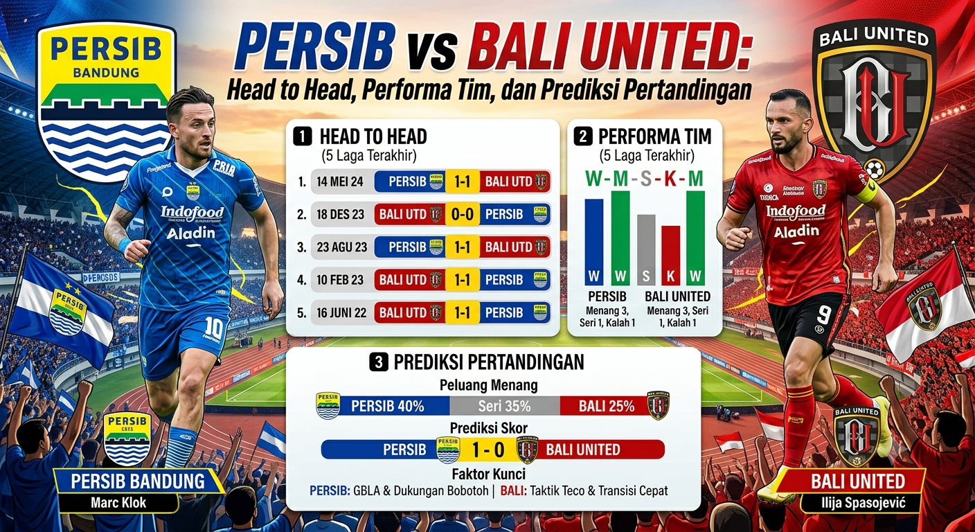 Persib vs Bali United: Head to Head, Performa Tim, dan Prediksi Pertandingan