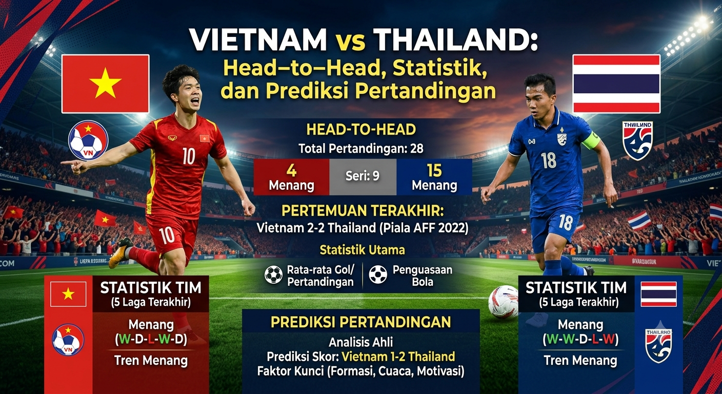 Vietnam vs Thailand: Head to Head, Statistik, dan Prediksi Pertandingan