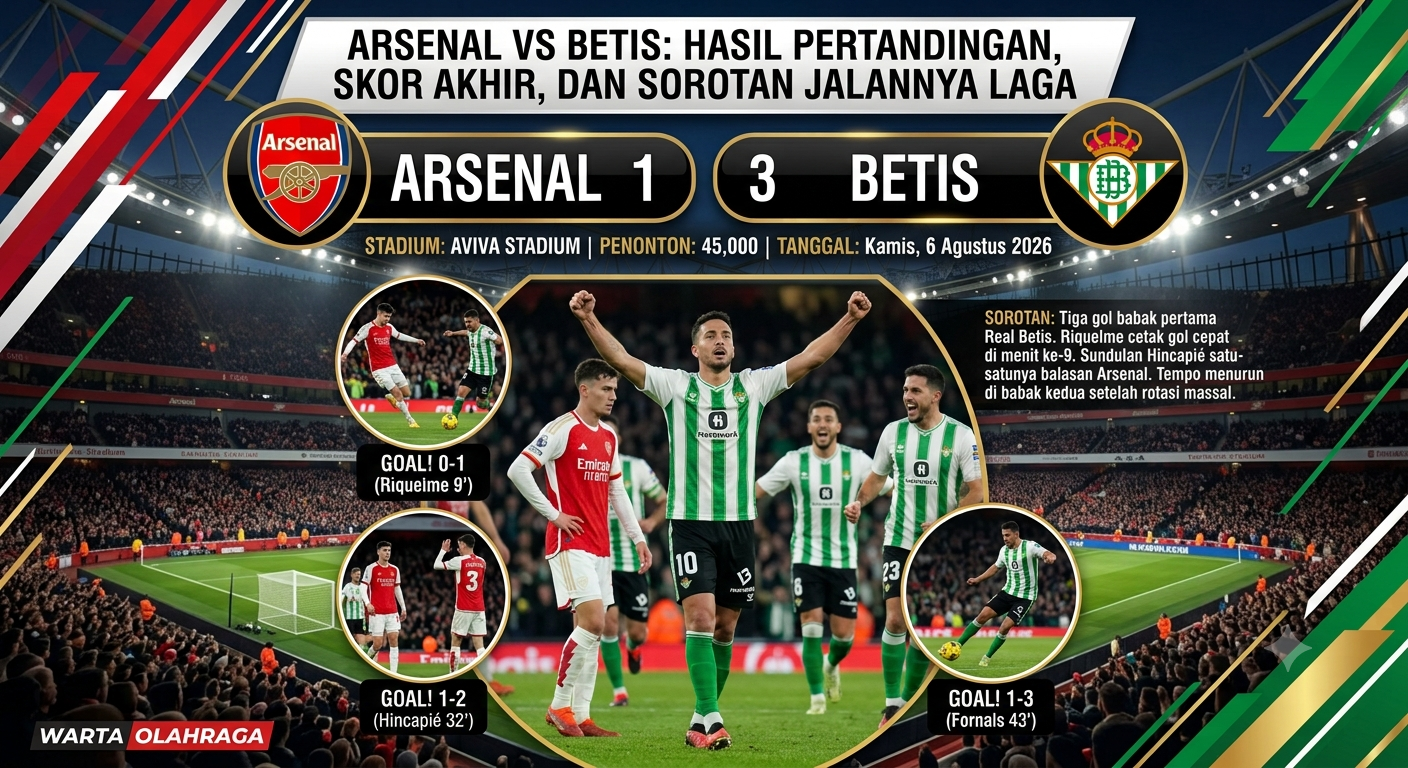Arsenal vs Betis: Hasil Pertandingan, Skor Akhir, dan Sorotan Jalannya Laga