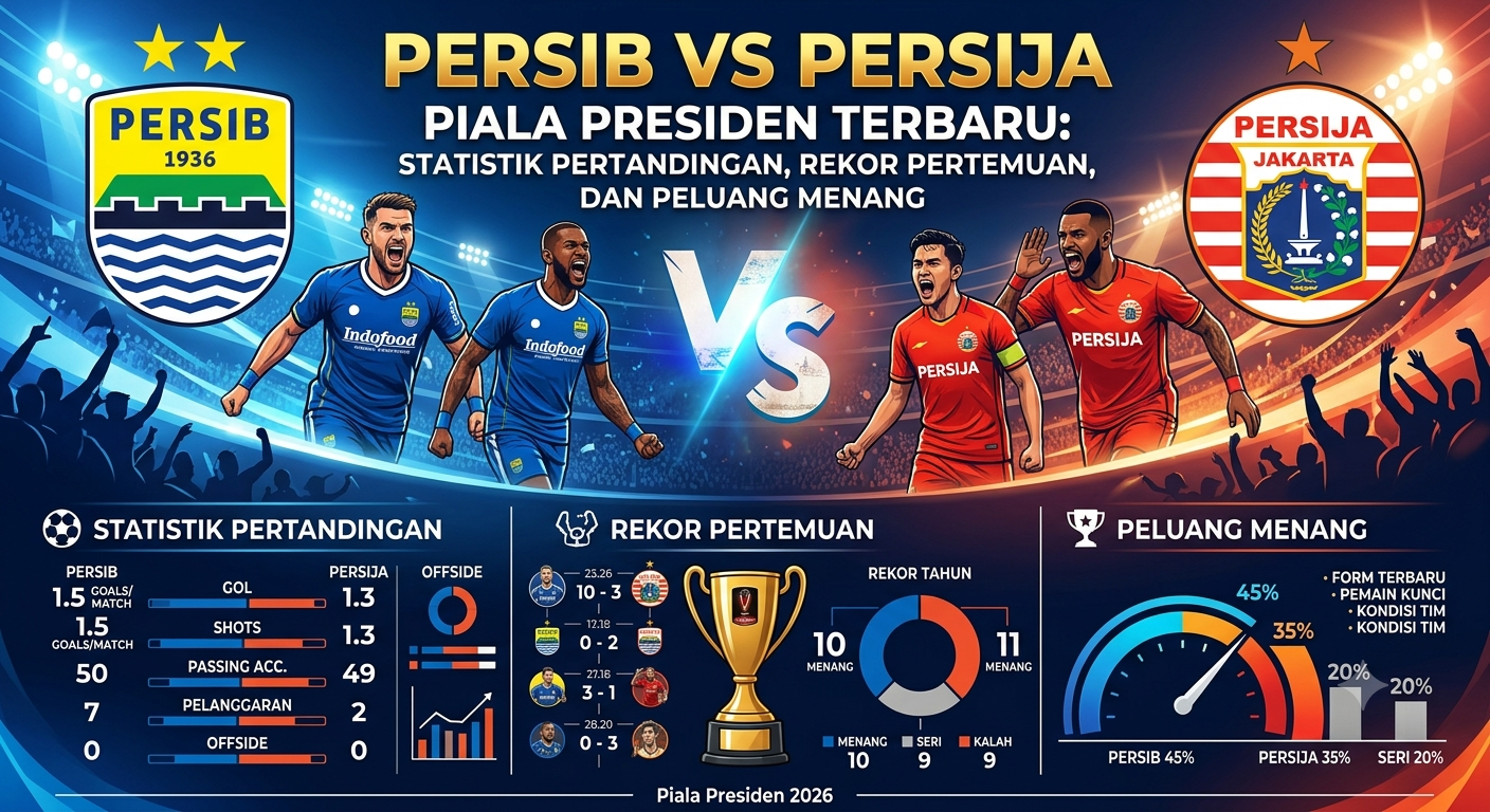 Persib vs Persija Piala Presiden Terbaru: Statistik Pertandingan, Rekor Pertemuan, dan Peluang Menang