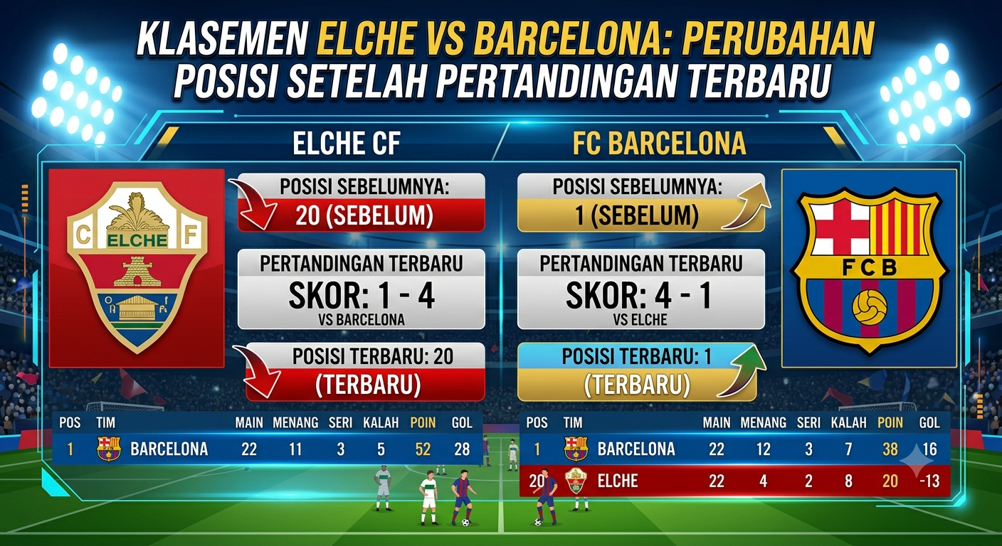 Klasemen Elche vs Barcelona: Perubahan Posisi Setelah Pertandingan Terbaru