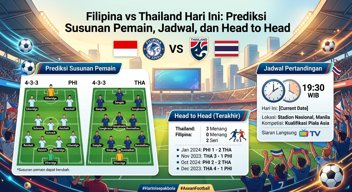Filipina vs Thailand Hari Ini: Prediksi Susunan Pemain, Jadwal, dan Head to Head