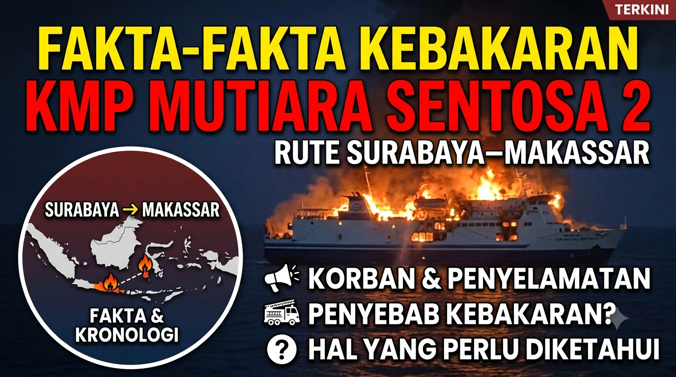 Fakta-Fakta Kebakaran KMP Mutiara Sentosa 2 Rute Surabaya–Makassar yang Perlu Diketahui