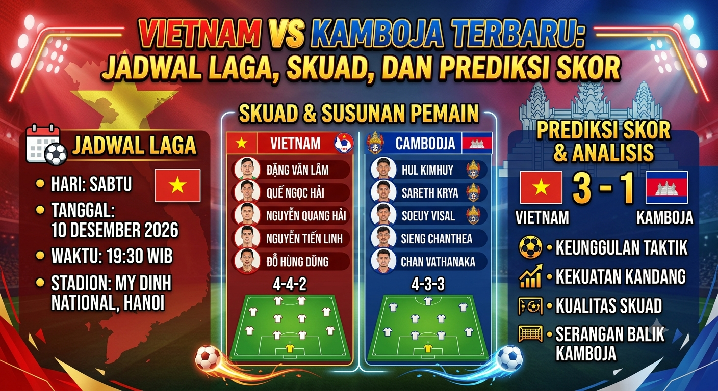 Vietnam vs Kamboja Terbaru: Jadwal Laga, Skuad, dan Prediksi Skor