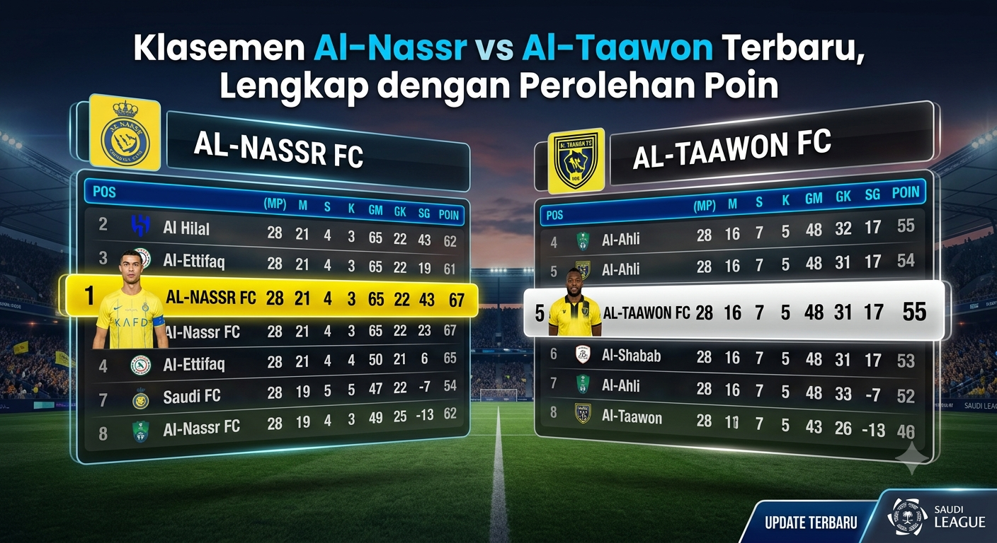 Klasemen Al-Nassr vs Al-Taawon Terbaru, Lengkap dengan Perolehan Poin