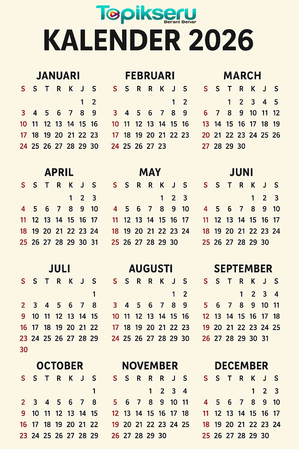 Cek Kalender! 25 Agustus 2026 Libur Apa? Ini Jadwal Lengkap Libur Nasional dan Cuti Bersama
