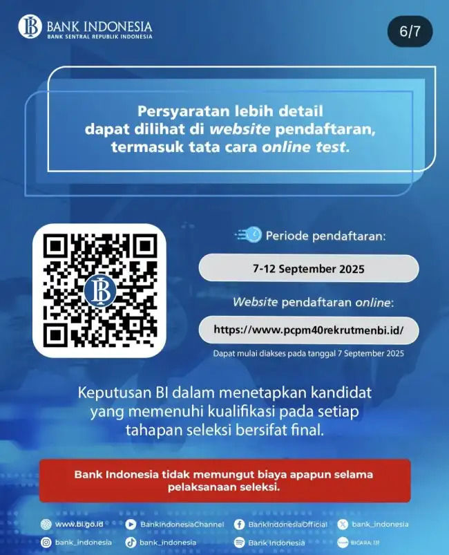 Siap Jadi Pemimpin Masa Depan? Rekrutmen PCPM BI 41 Resmi Dibuka, Cek Jurusan dan Syarat Lengkapnya!