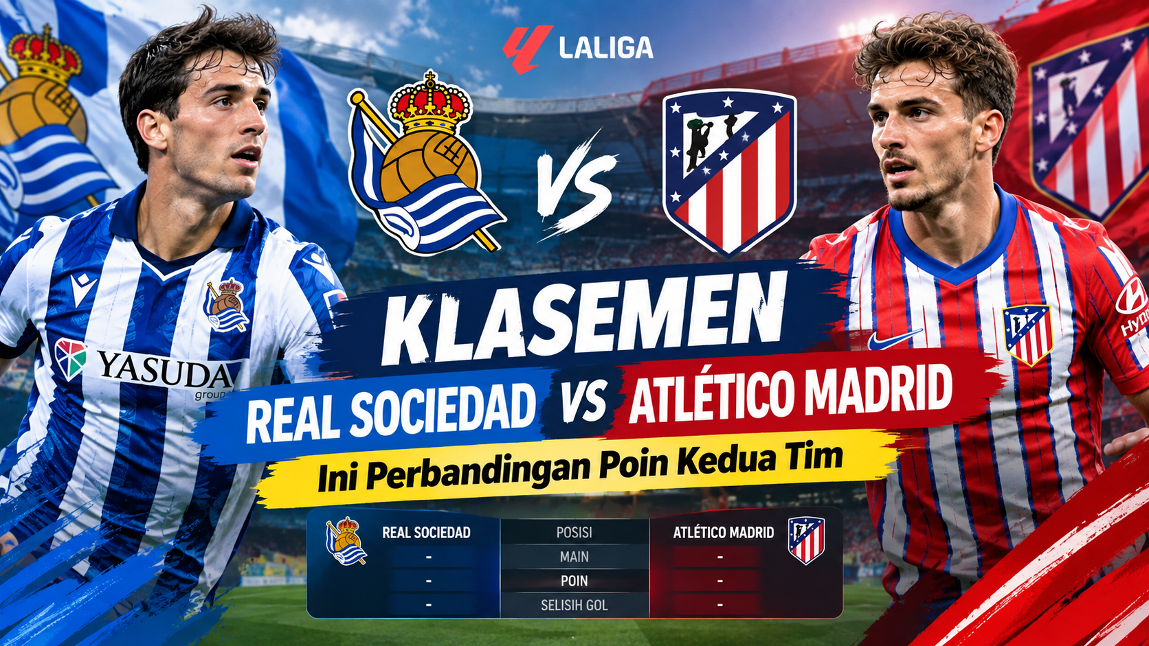 Klasemen Real Sociedad vs Atlético Madrid: Ini Perbandingan Poin Kedua Tim