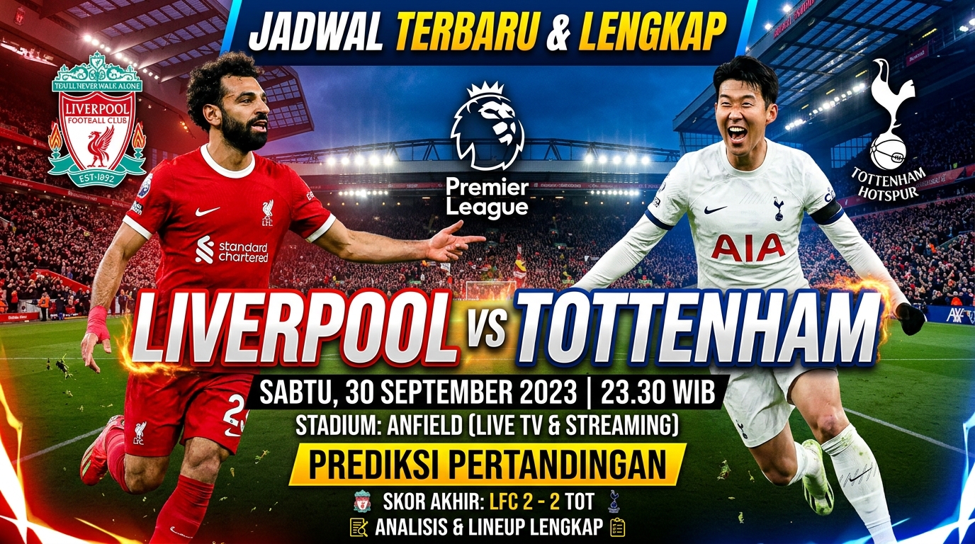 Jadwal Liverpool vs Tottenham Terbaru, Lengkap dengan Prediksi Pertandingan