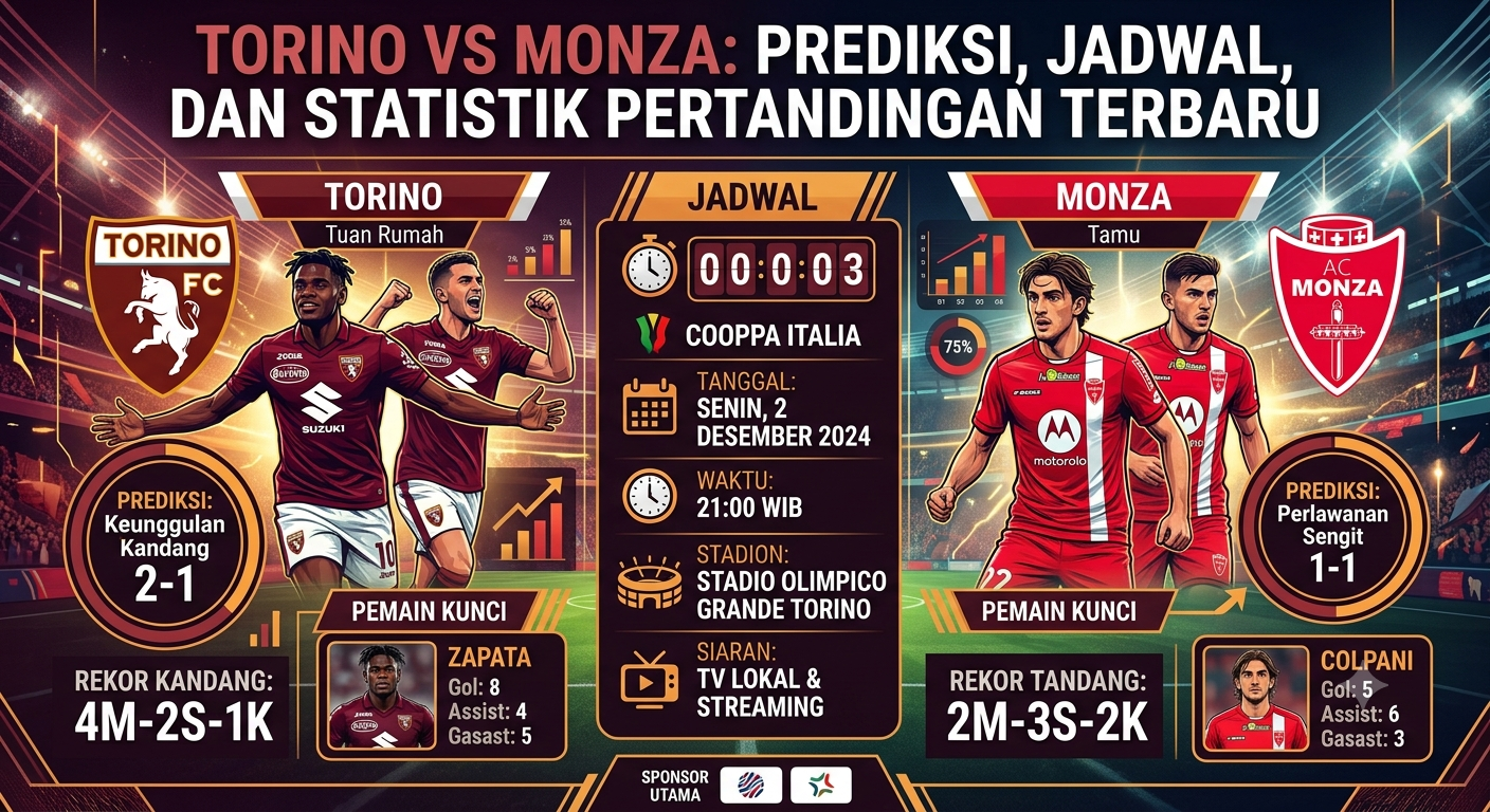 Torino vs Monza: Prediksi, Jadwal, dan Statistik Pertandingan Terbaru