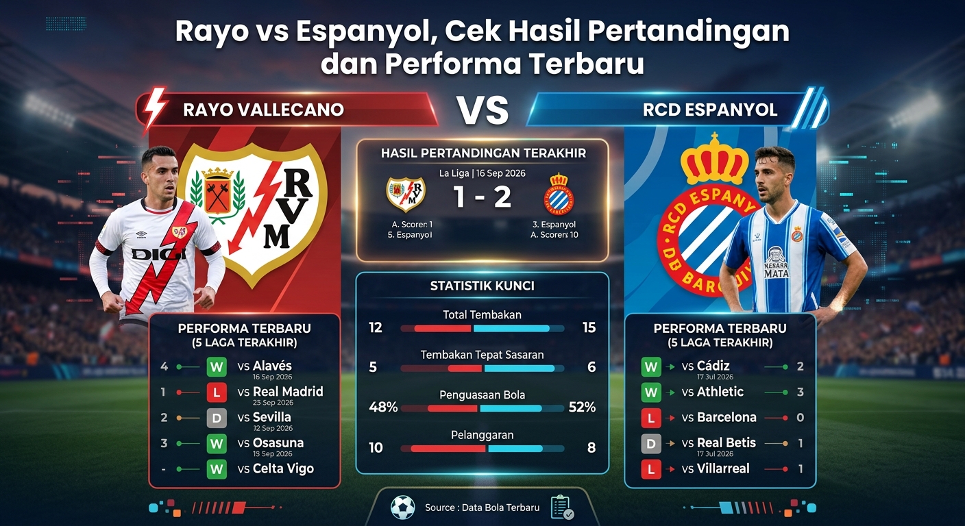 Rayo vs Espanyol, Cek Hasil Pertandingan dan Performa Terbaru