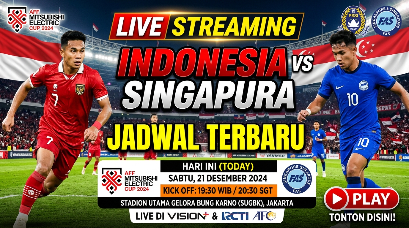 Link Live Streaming Indonesia vs Singapura dan Jadwal Pertandingan Terbaru