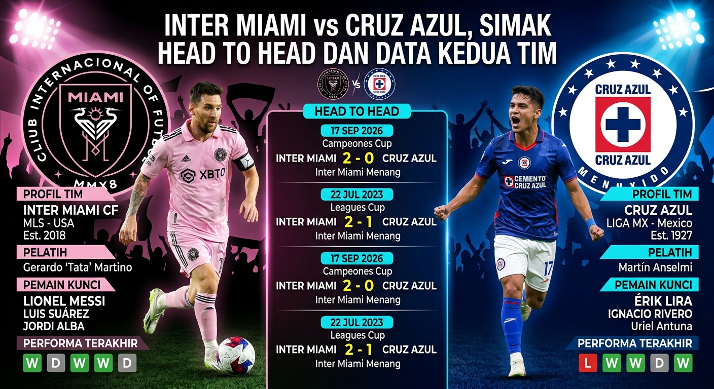Inter Miami vs Cruz Azul, Simak Head to Head dan Data Kedua Tim