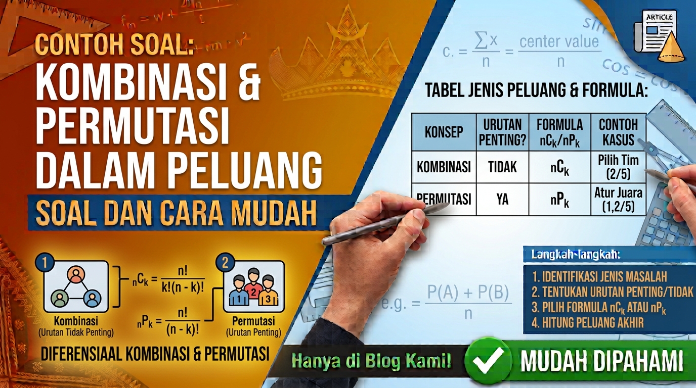 Contoh Soal Kombinasi dan Permutasi dalam Peluang beserta Cara Mengerjakannya