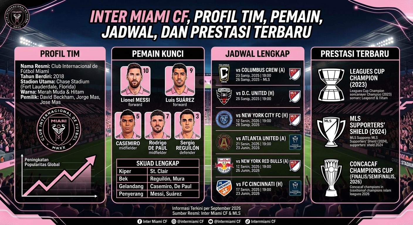 Inter Miami, Profil Tim, Pemain, Jadwal, dan Prestasi Terbaru