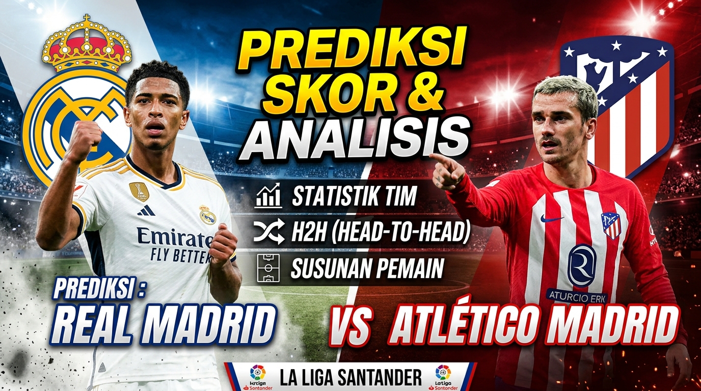 Prediksi Real Madrid vs Atlético Madrid: Statistik, H2H, dan Susunan Pemain