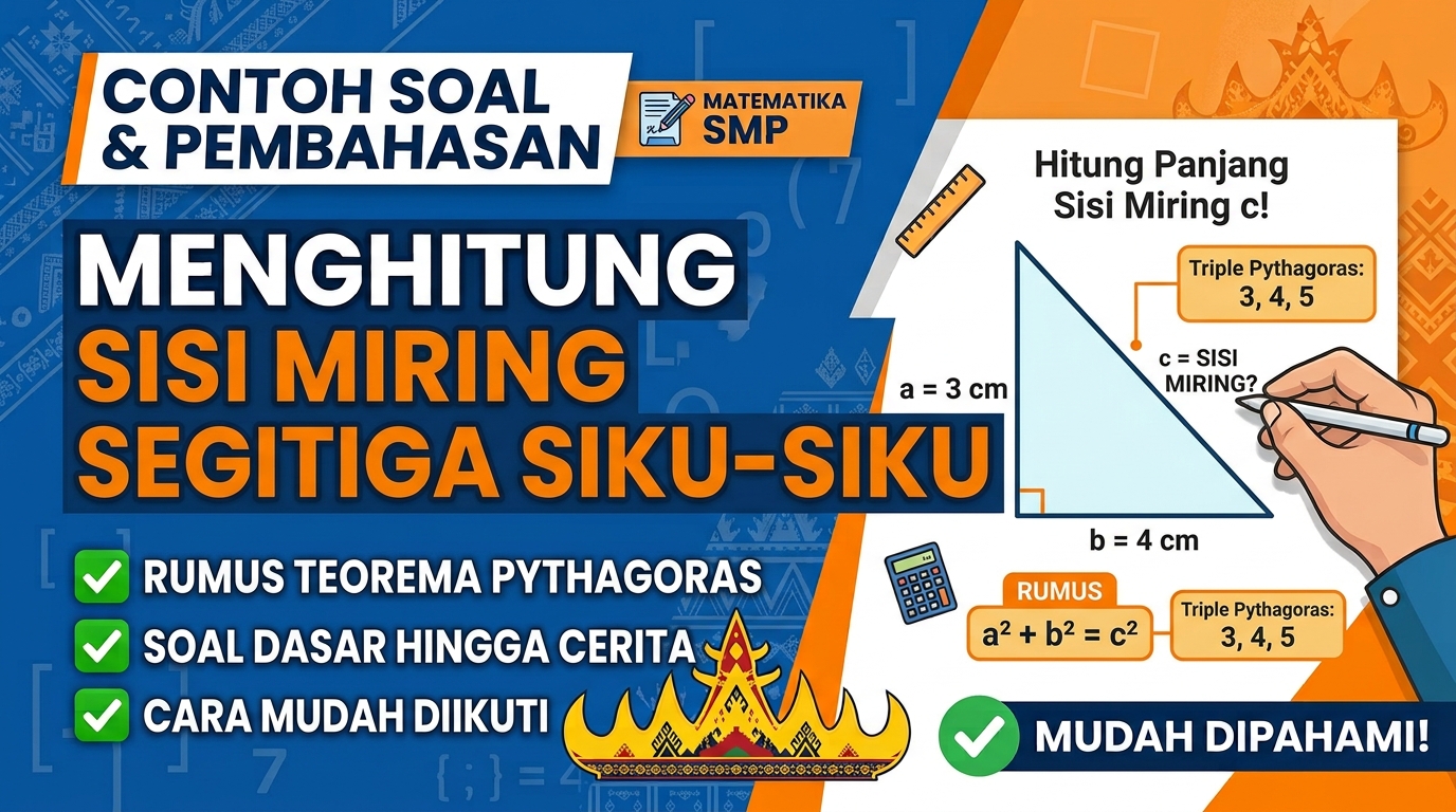 Contoh Soal Teorema Phytagoras Mencari Sisi Miring Segitiga dan Cara Mengerjakannya
