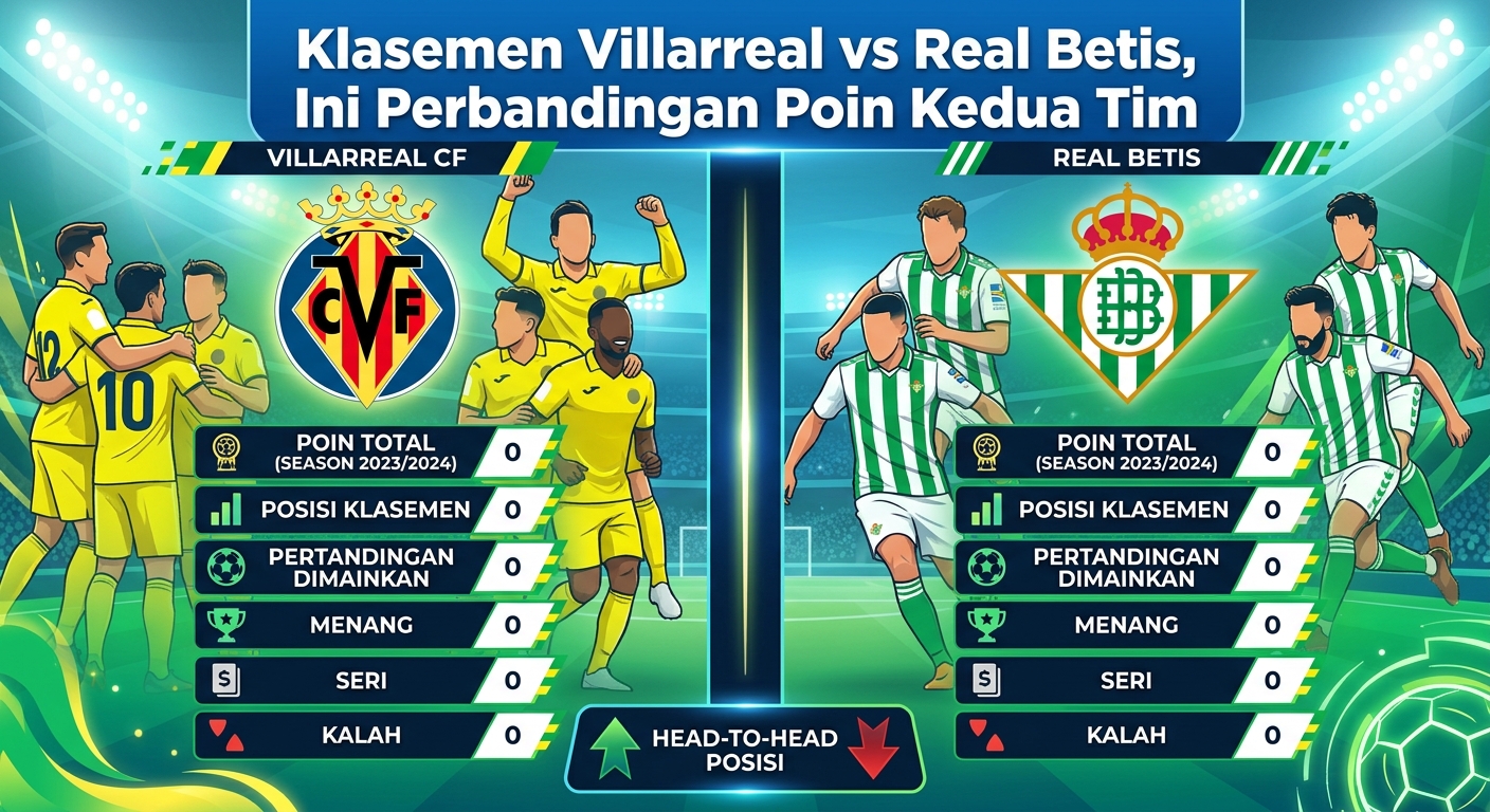 Klasemen Villarreal vs Real Betis, Ini Perbandingan Poin Kedua Tim