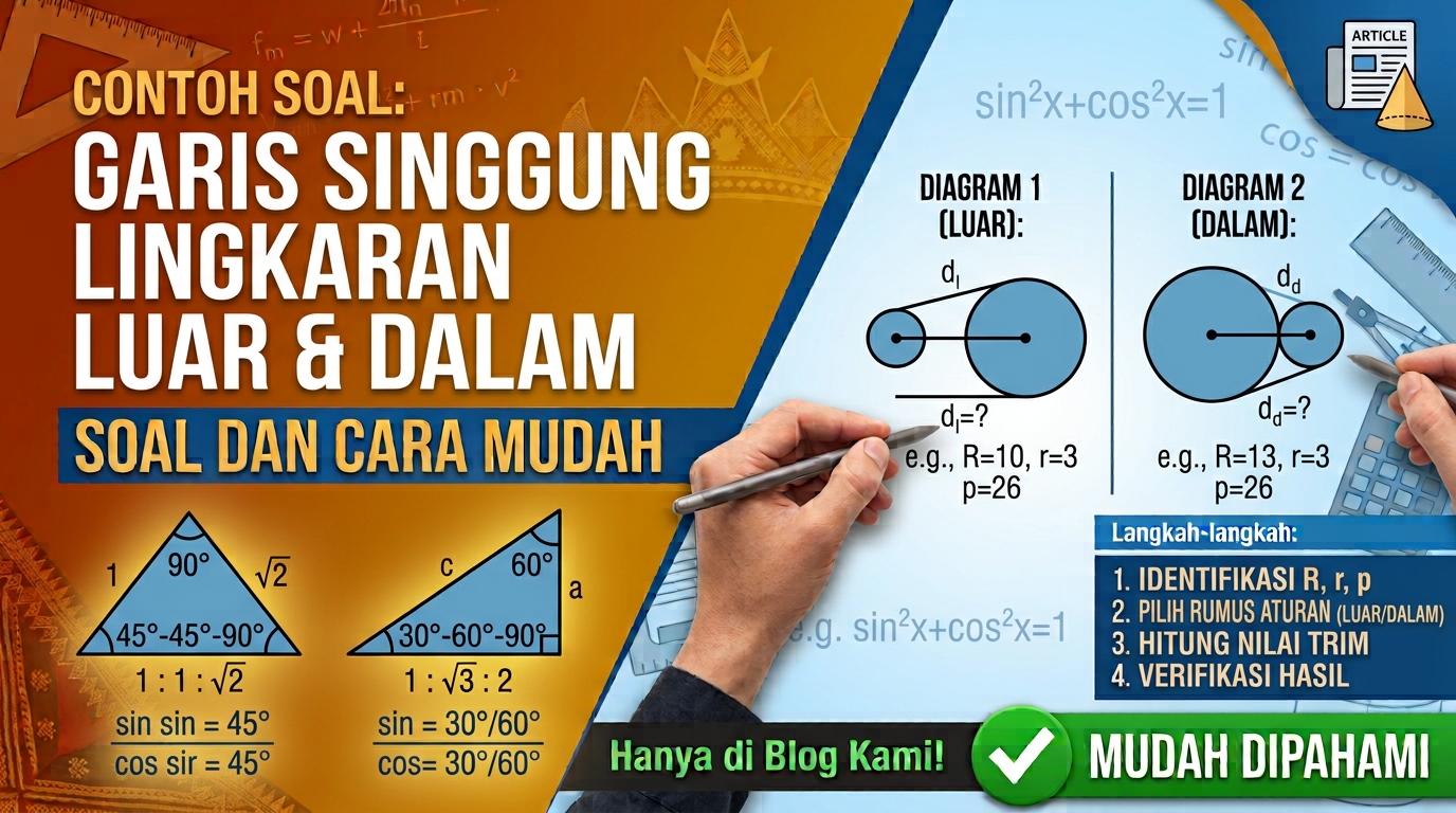 Contoh Soal Garis Singgung Lingkaran Luar dan Dalam beserta Cara Mengerjakannya