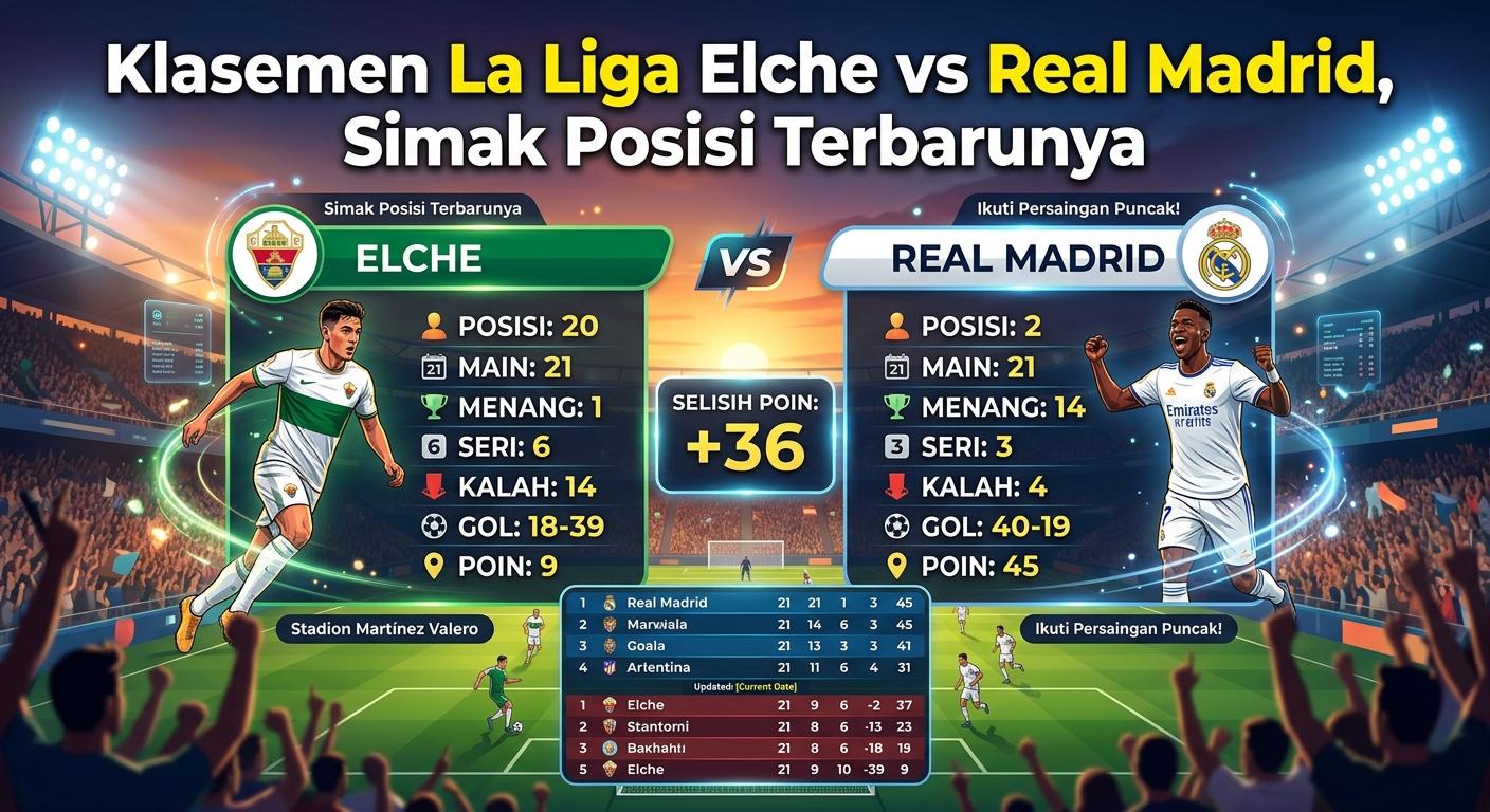 Klasemen La Liga Elche vs Real Madrid, Simak Posisi Terbarunya