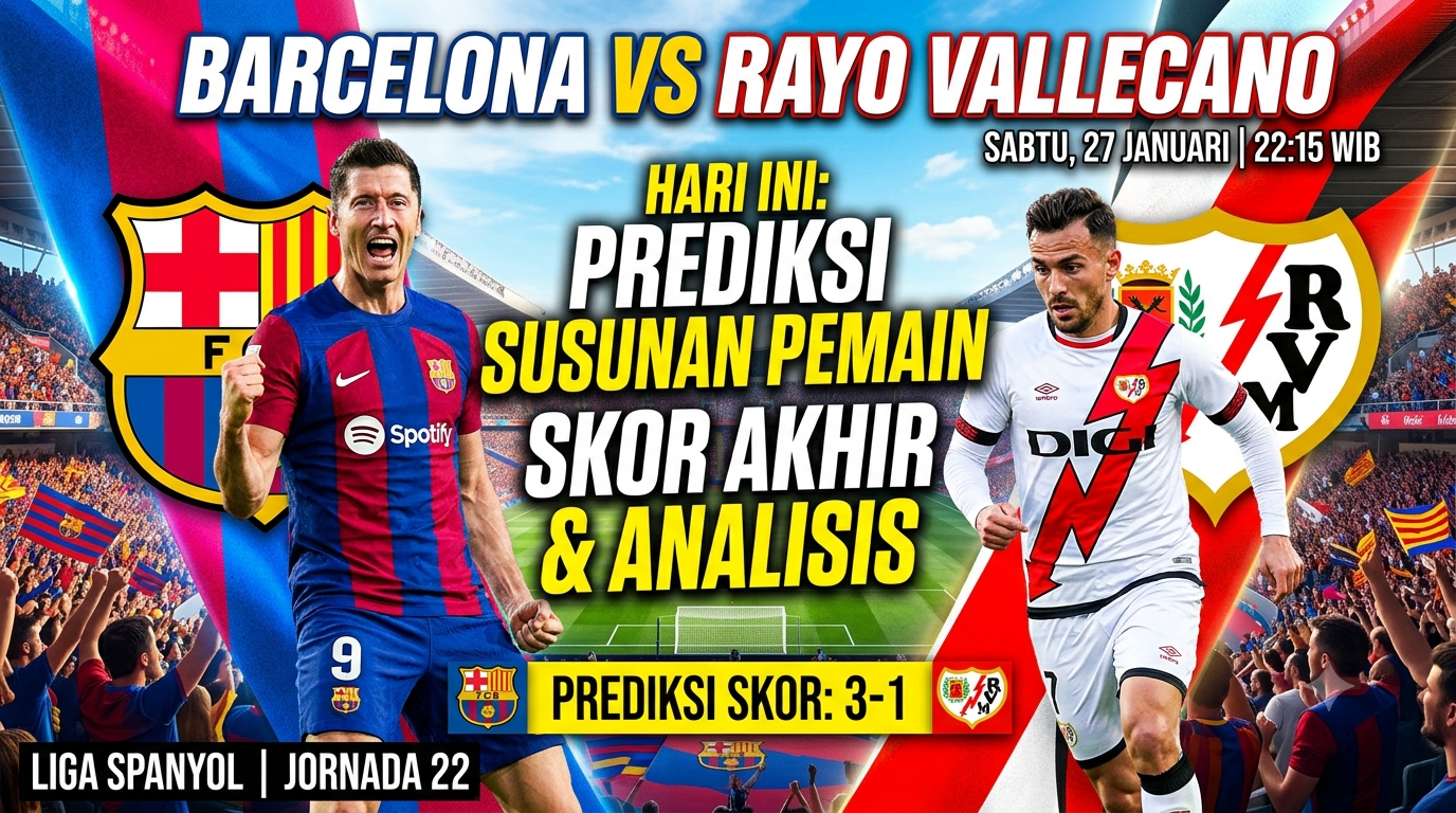 Barcelona vs Rayo Vallecano Hari Ini: Prediksi Susunan Pemain dan Skor