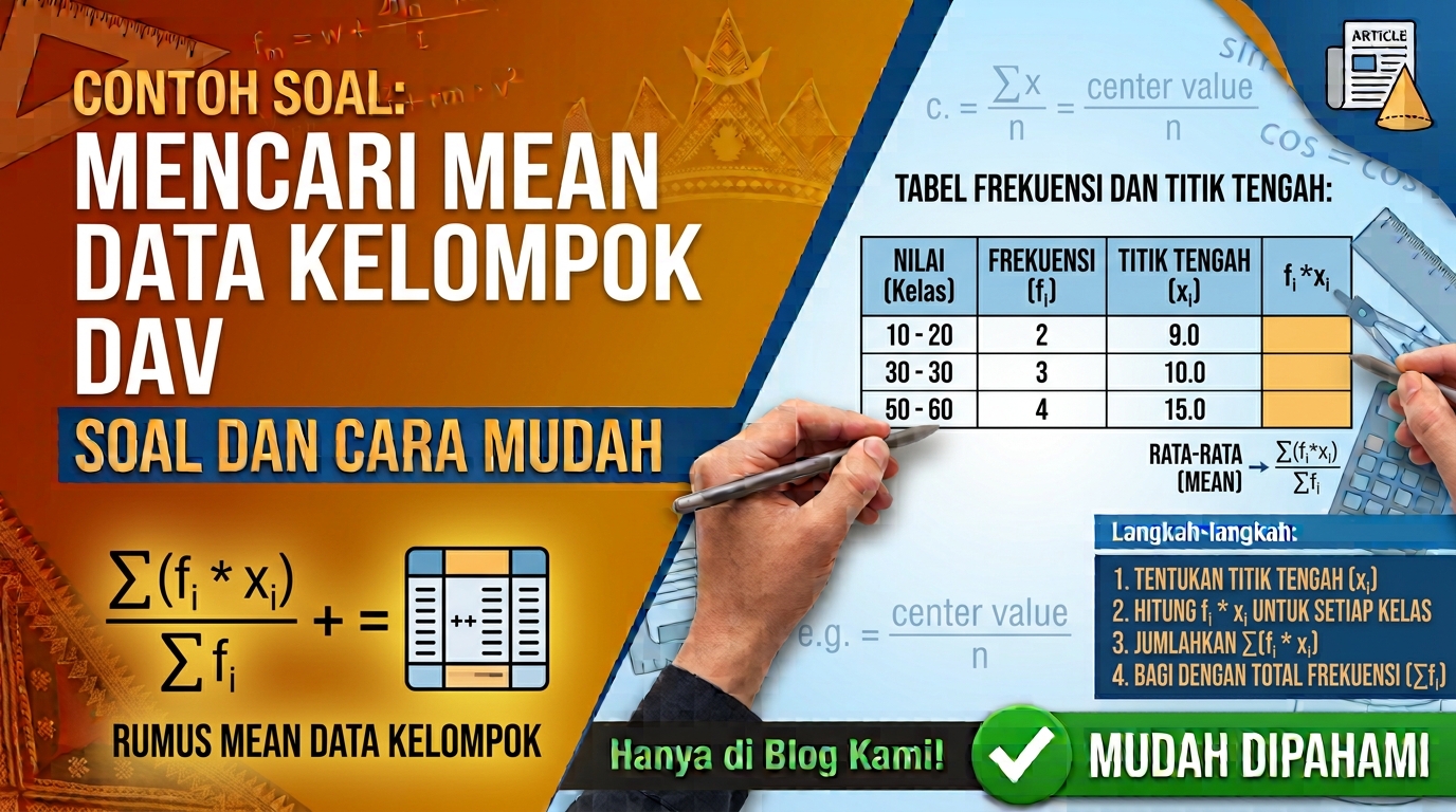 Contoh Soal Mencari Mean Data Kelompok Menggunakan Tabel dan Cara Mengerjakannya