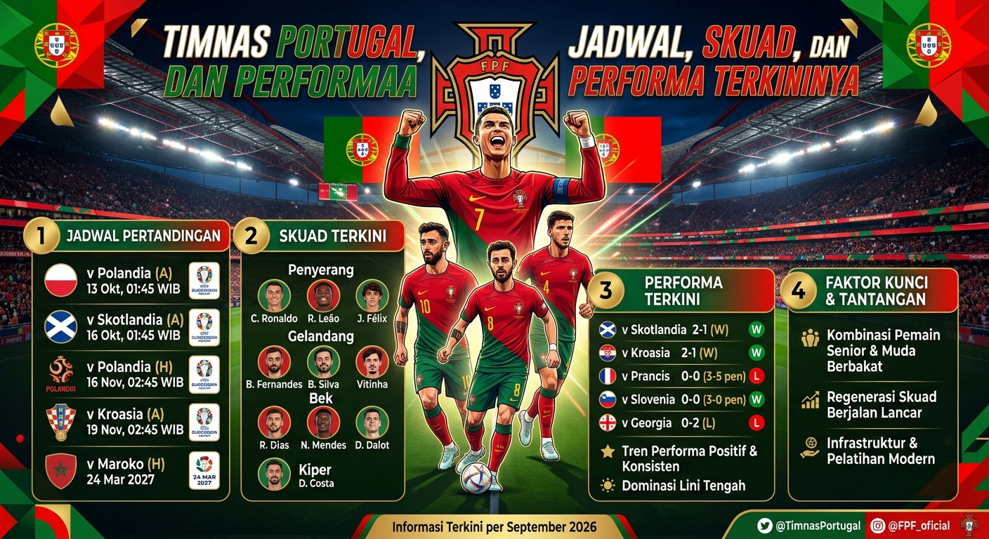 Timnas Portugal, Jadwal, Skuad, dan Performa Terkininya