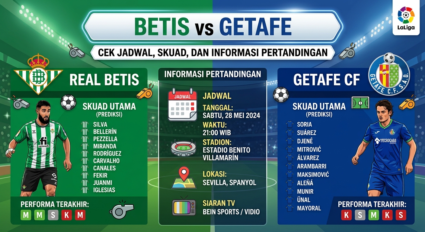 Betis vs Getafe, Cek Jadwal, Skuad, dan Informasi Pertandingan