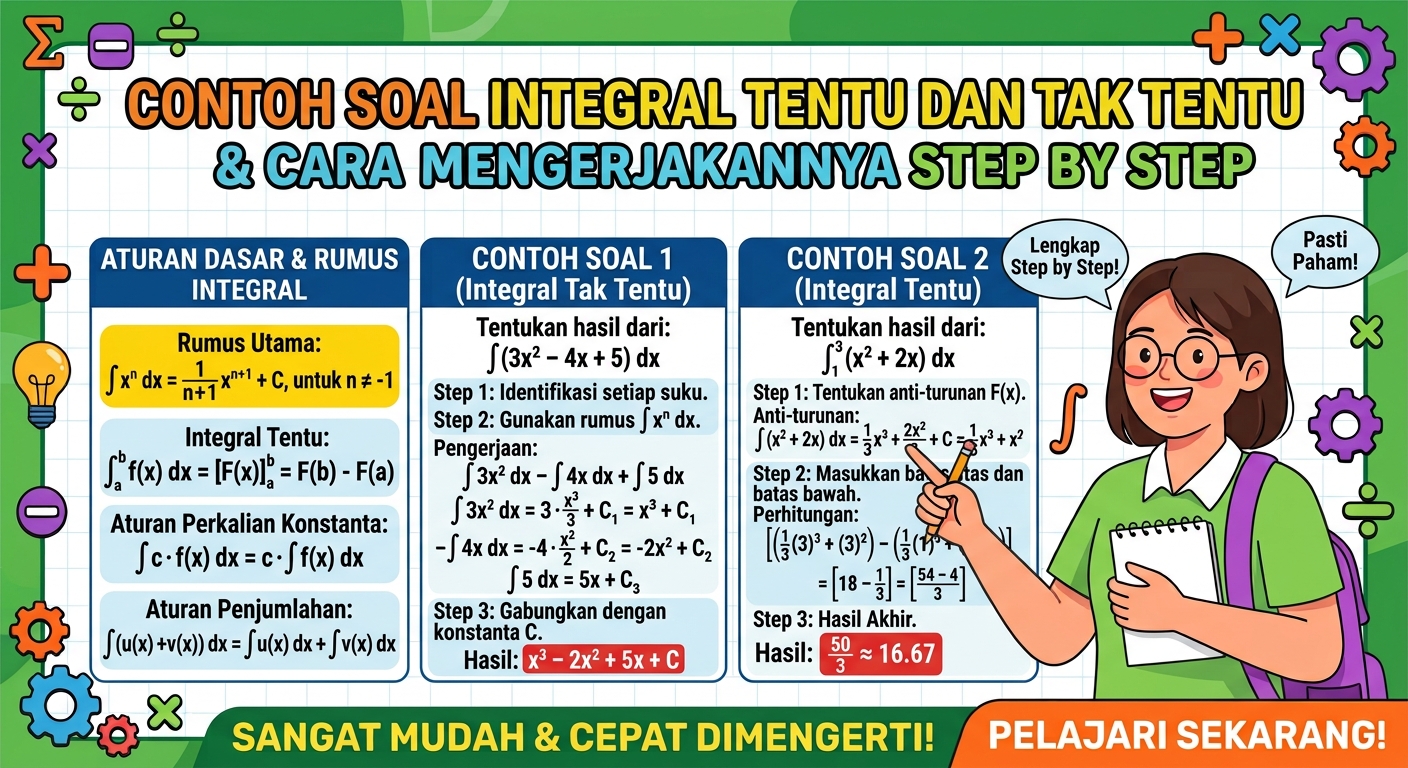 Contoh Soal Integral Tentu dan Tak Tentu Dilengkapi Cara Mengerjakannya