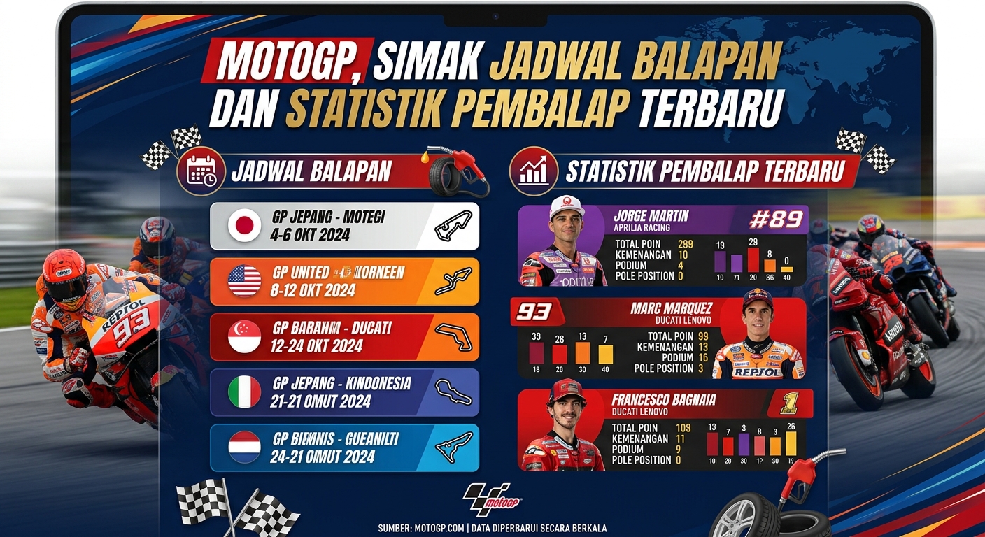 MotoGP, Simak Jadwal Balapan dan Statistik Pembalap Terbaru