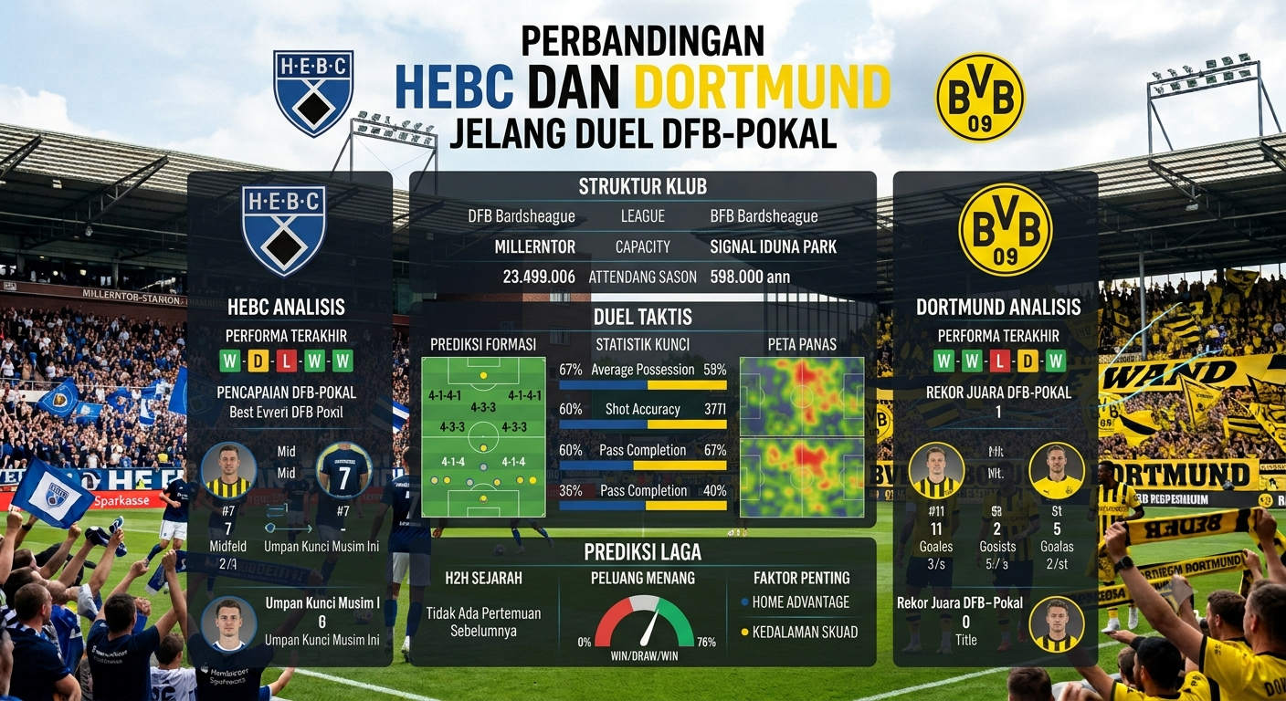 Perbandingan HEBC dan Dortmund Jelang Duel DFB-Pokal