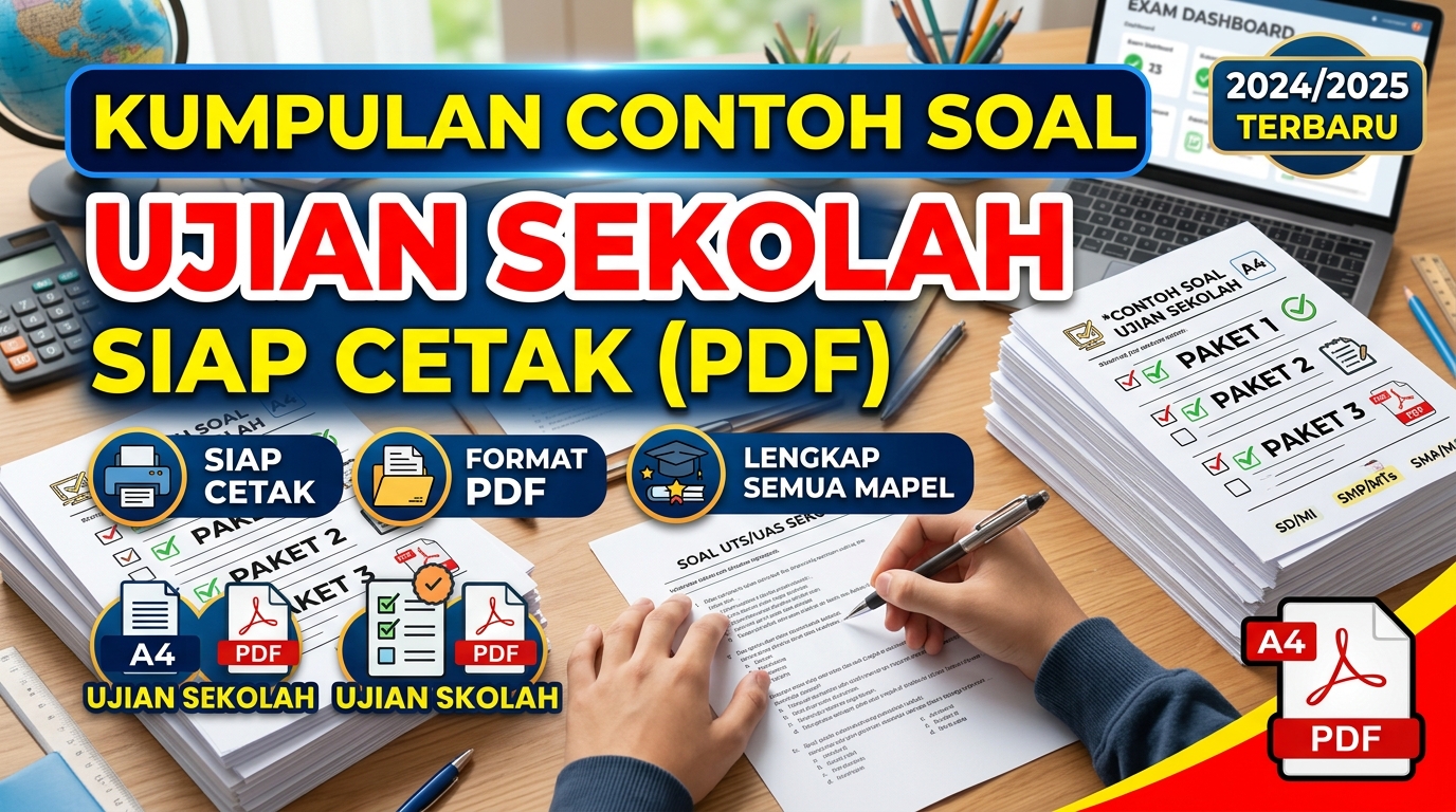 Kumpulan Contoh Soal Ujian Sekolah Siap Cetak PDF untuk SD, SMP, dan SMA