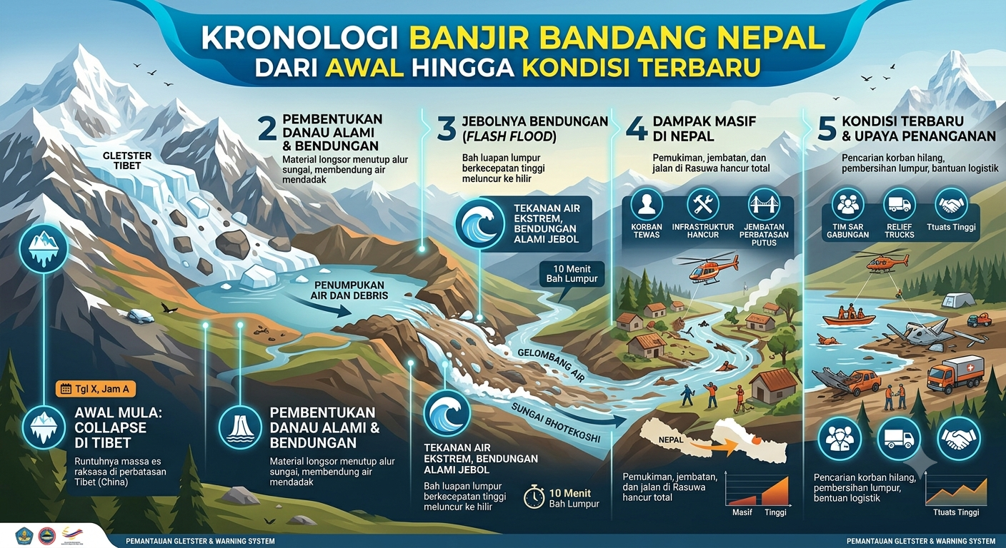 Kronologi Banjir Bandang Nepal dari Awal hingga Kondisi Terbaru