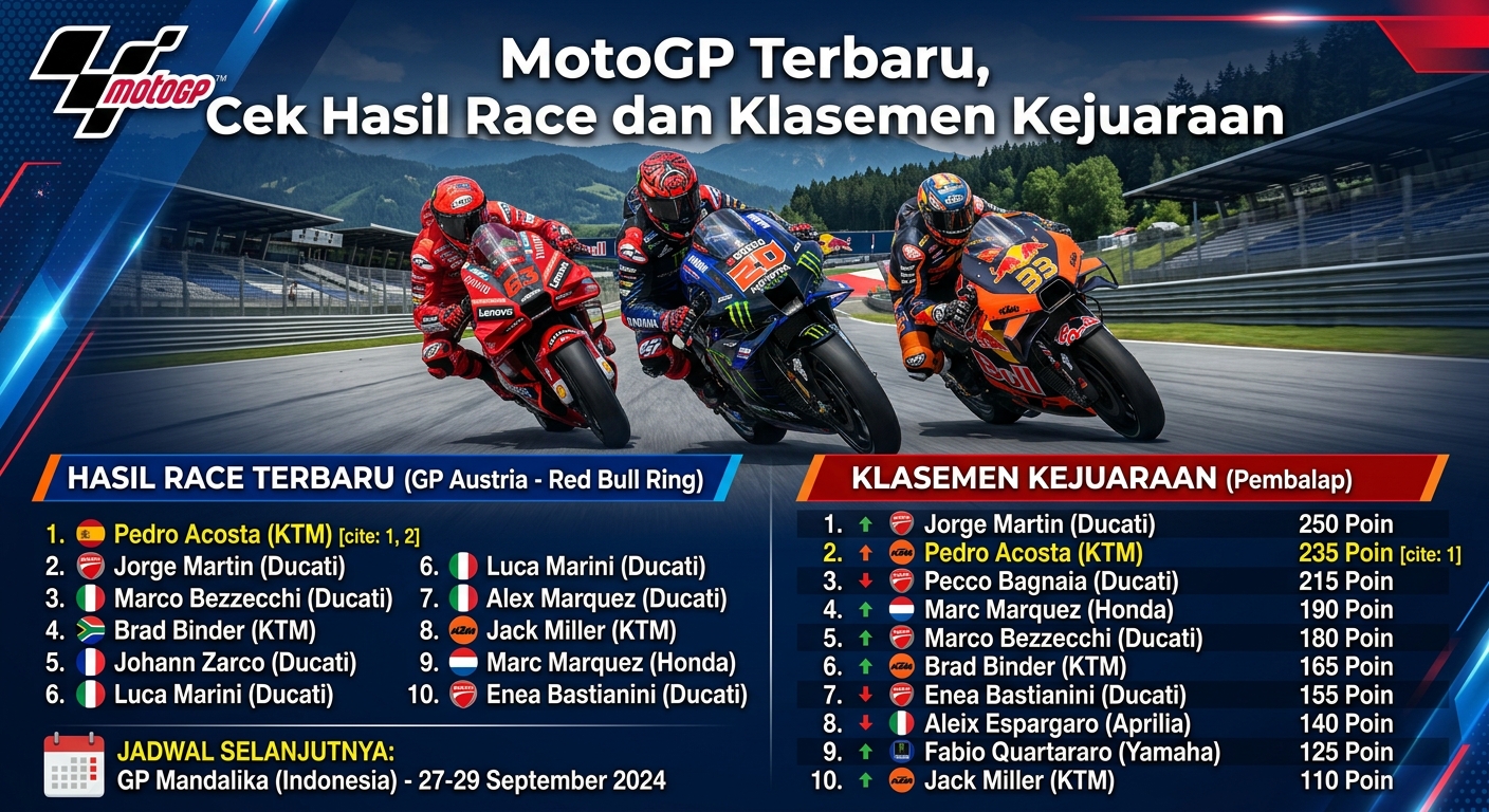MotoGP Terbaru, Cek Hasil Race dan Klasemen Kejuaraan